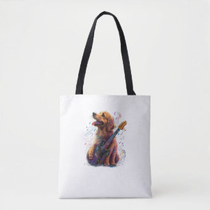 Bolso De Tela Perro Golden Retriever Jugando Rock de guitarra el