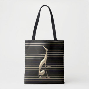 Bolso De Tela Perro Gótico Moderno Dorado y Negro