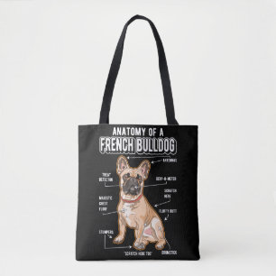 Bolso De Tela Perro gracioso de la anatomía del Bulldog francé