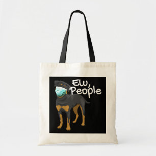 Bolso De Tela Perro gracioso que usa Rótulo de máscara - Rottw