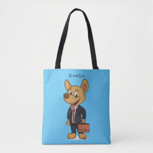Bolso De Tela Perro gracioso usando traje de negocios personaliz