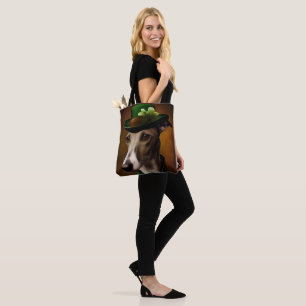Bolso De Tela Perro Greyhound con vestido del día de San Patrici