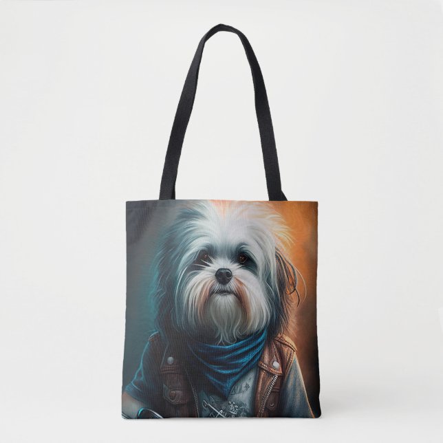 Bolso De Tela Perro haitiano en pintura digital para bicicletas (Anverso)