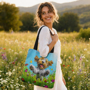 Bolso De Tela Perro Havanés Feliz en un Prado de Flores Silvestr