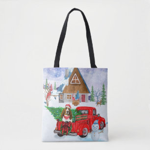 Bolso De Tela Perro heonero basset en Navidades de vectores de n