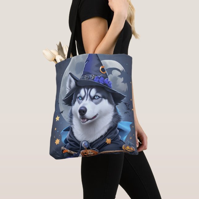 Bolso De Tela Perro Husky Encantado: Magnífico Delight Halloween (Detalle)