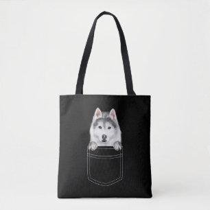 Bolso De Tela Perro Husky Siberiano En El Bolsillo  Gracioso reg