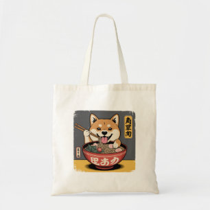 Bolso De Tela Perro Inu Shiba comiendo Ramen
