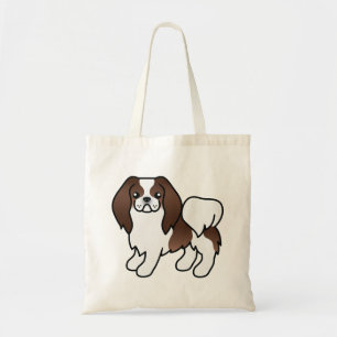 Bolso De Tela Perro Japonés Chin Marrón y Blanco de Dibujos Anim