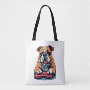 Bolso De Tela Perro juega videojuegos