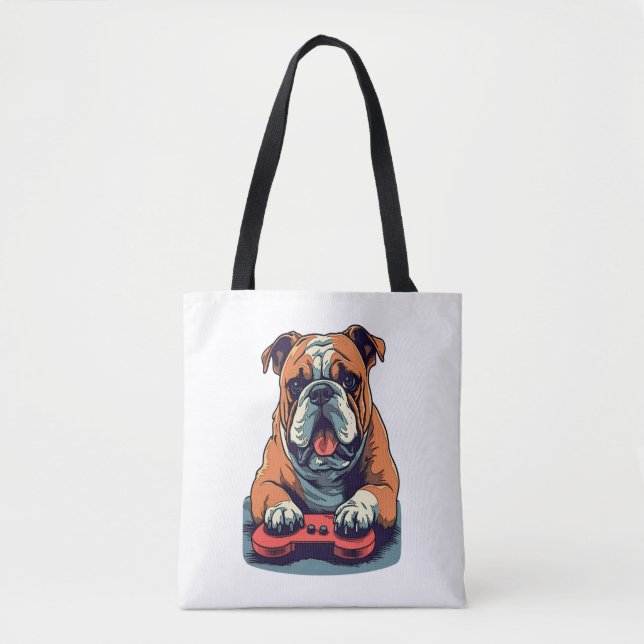 Bolso De Tela Perro juega videojuegos (Anverso)