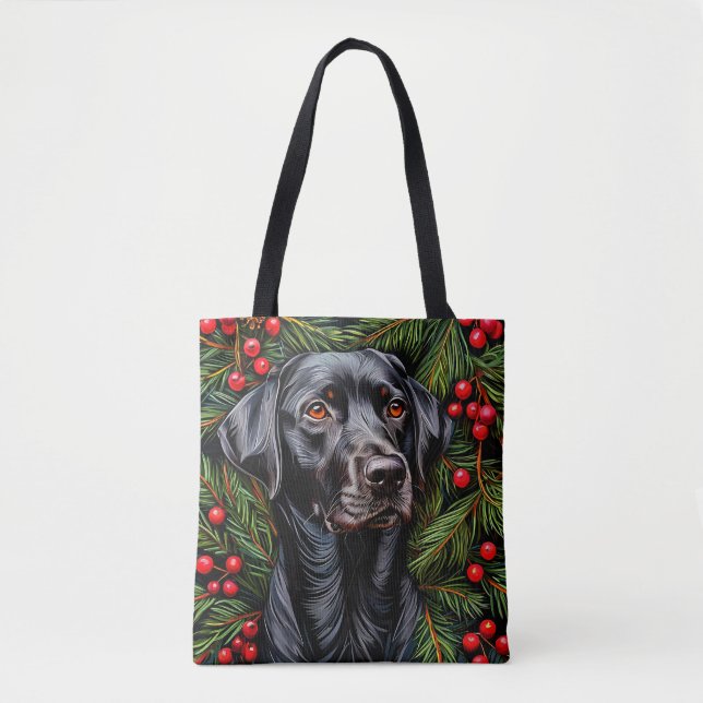 Bolso De Tela perro labrador de Navidad (Anverso)
