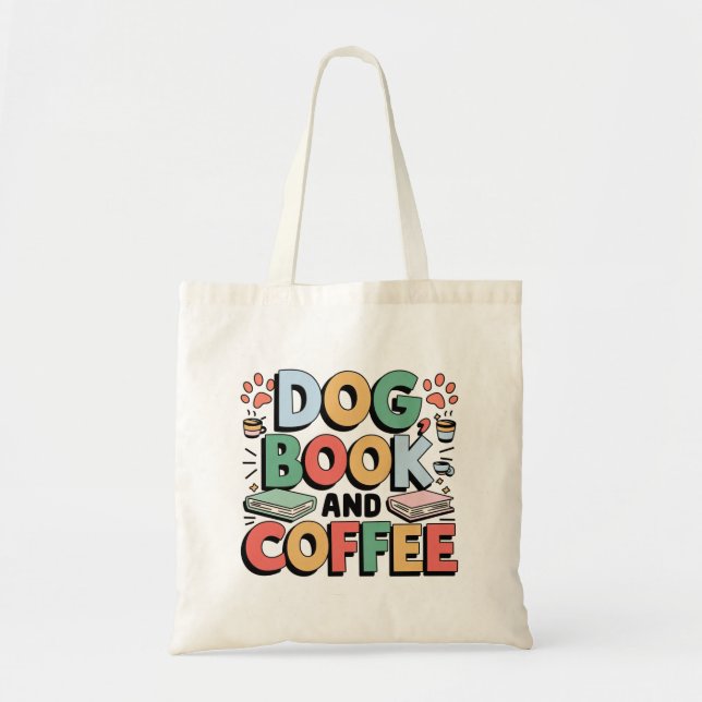 Bolso De Tela Perro, Libro Y Café (Frente)