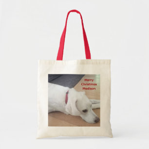 Bolso De Tela Perro lindo con Navidades de collares rojos