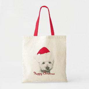 Bolso De Tela Perro lindo de Westie del navidad