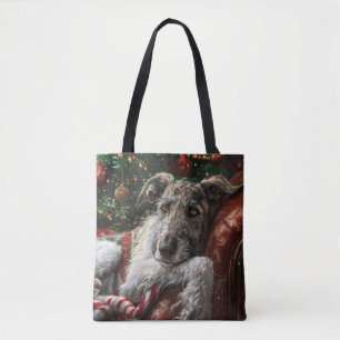 Bolso De Tela Perro Lobo Sabueso Navidad Festiva
