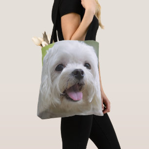 Bolso De Tela Perro maltés blanco
