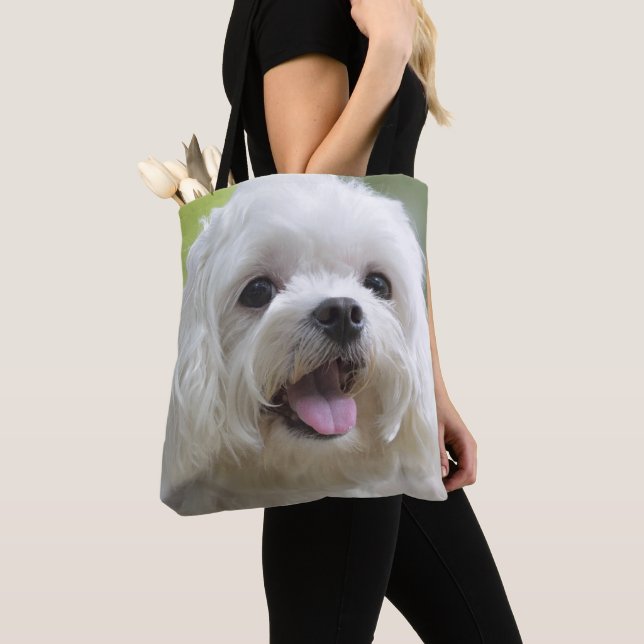 Bolso De Tela Perro maltés blanco (Detalle)