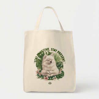 Bolso De Tela Perro Meditando Mantén la Actitud Positiva