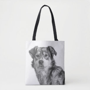 Bolso De Tela Perro mestizo grande monocromo refinado
