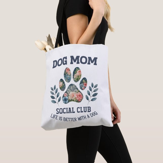 Bolso De Tela Perro Mom Paw Floral (Detalle)