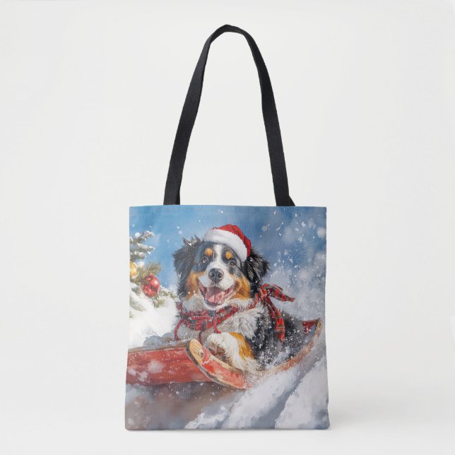 Bolso De Tela Perro montañés de Bernese en Navidades de escabech (Anverso)