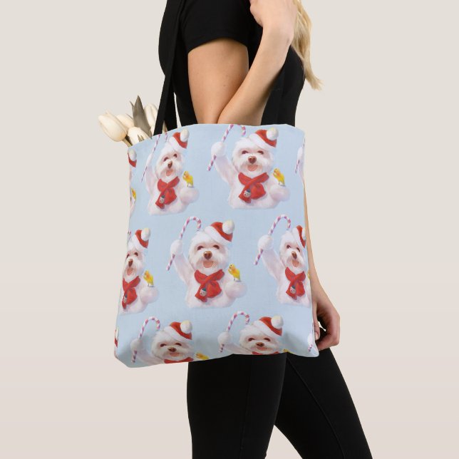 Bolso De Tela Perro navidad con candy cane (Detalle)
