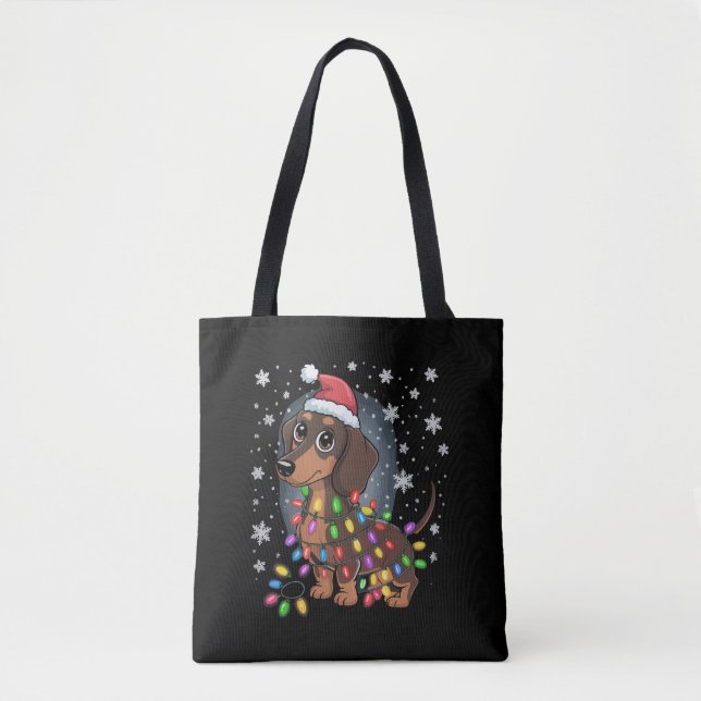 Bolso De Tela Perro navidad Dachshund Santa Xmas Wiener (Anverso)