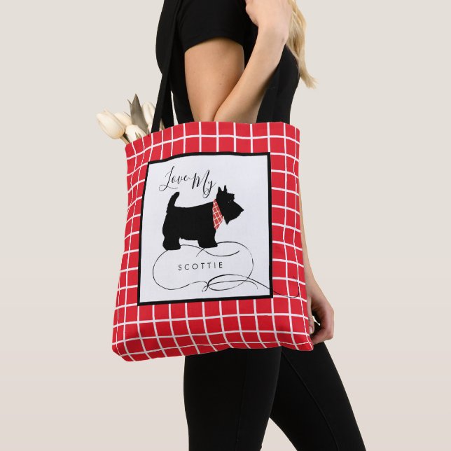 Bolso De Tela Perro negro escocés adorador a mi escocés (Detalle)