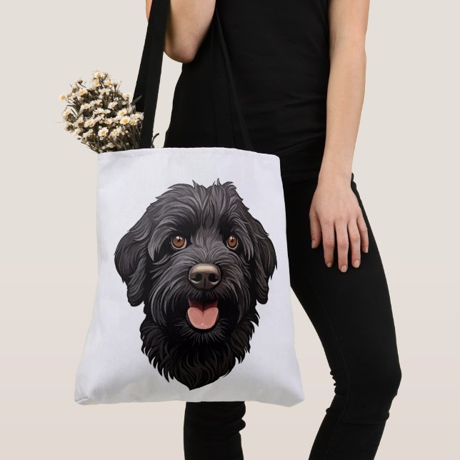 Bolso De Tela Perro negro Labradoodle (Detalle)