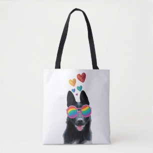 Bolso De Tela Perro pastor alemán con corazones Día de San Valen