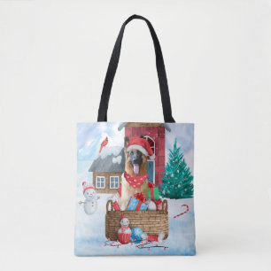 Bolso De Tela Perro pastor alemán en casa de perros de Navidades