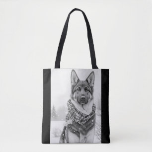 Bolso De Tela Perro pastor alemán en nieve