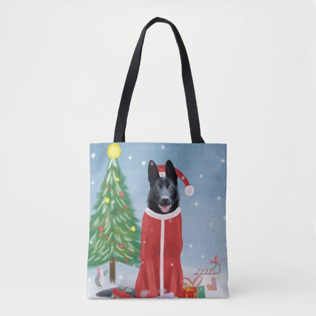 Bolso De Tela Perro pastor alemán negro en regalos de Navidades  (Anverso)