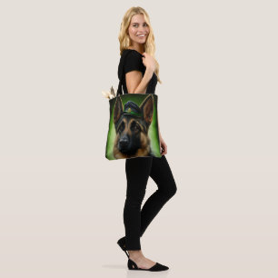 Bolso De Tela Perro pastor alemán vestido de San Patricio