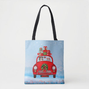 Bolso De Tela Perro pastor australiano en coche con Papá Noel 