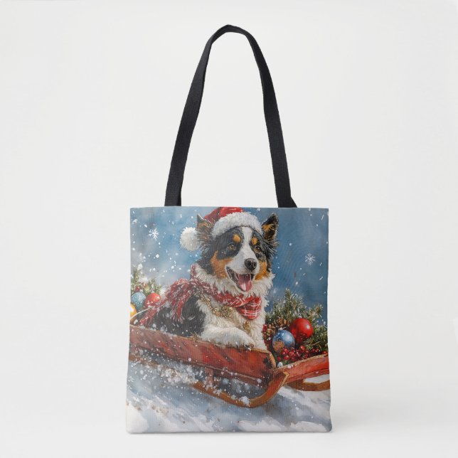 Bolso De Tela Perro pastor australiano en espantadas navidades (Anverso)