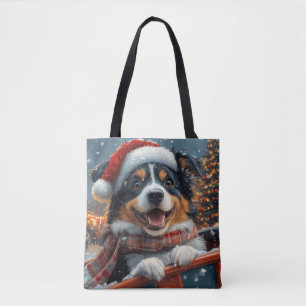 Bolso De Tela Perro Pastor Australiano Montaña Rusa Navidad