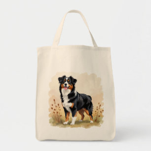 Bolso De Tela Perro Pastor Australiano Tricolor Negro Aussie