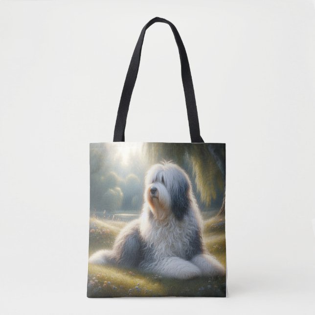 Bolso De Tela Perro Pastor Inglés Antiguo (Anverso)