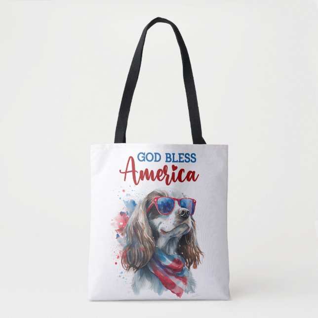 Bolso De Tela Perro Patriótico-Cocker Spaniel (Anverso)