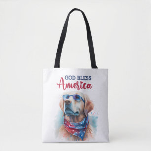 Bolso De Tela Perro Patriótico de raza Retriever Dorado