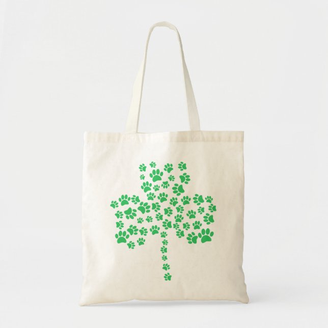 Bolso De Tela Perro Paw Imprimir Shamrock (Frente)