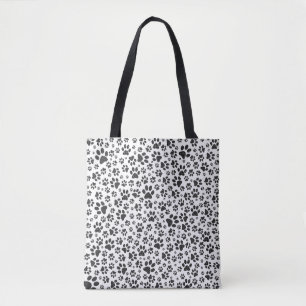 Bolso De Tela Perro Paws Black and White Polka Dot
