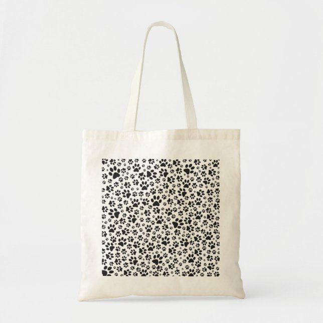 Bolso De Tela Perro Paws Black and White Polka Dot (Frente)