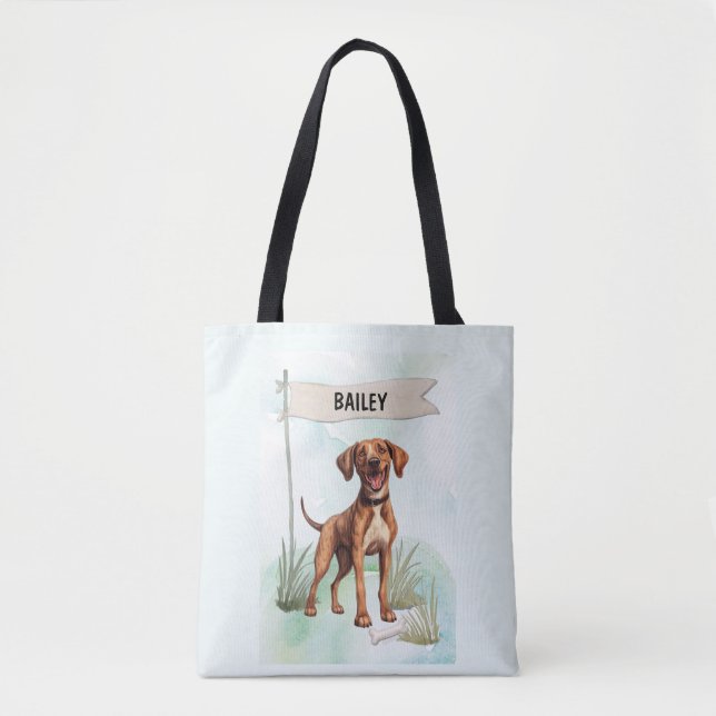 Bolso De Tela Perro personalizado de acuarela Plott (Anverso)
