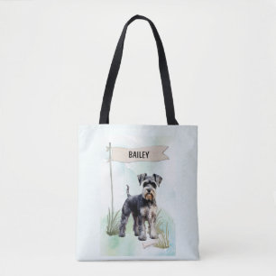 Bolso De Tela Perro personalizado de acuarela Schnauzer