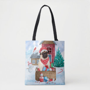 Bolso De Tela Perro picado en la casa de perros de Navidades de