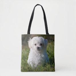 Bolso De Tela Perro picante maltés blanco, mullido