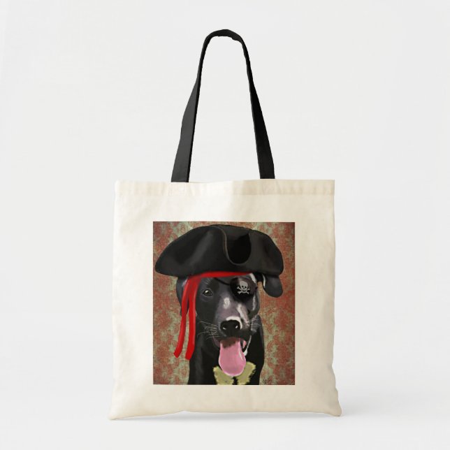 Bolso De Tela Perro pirata del labrador negro (Frente)